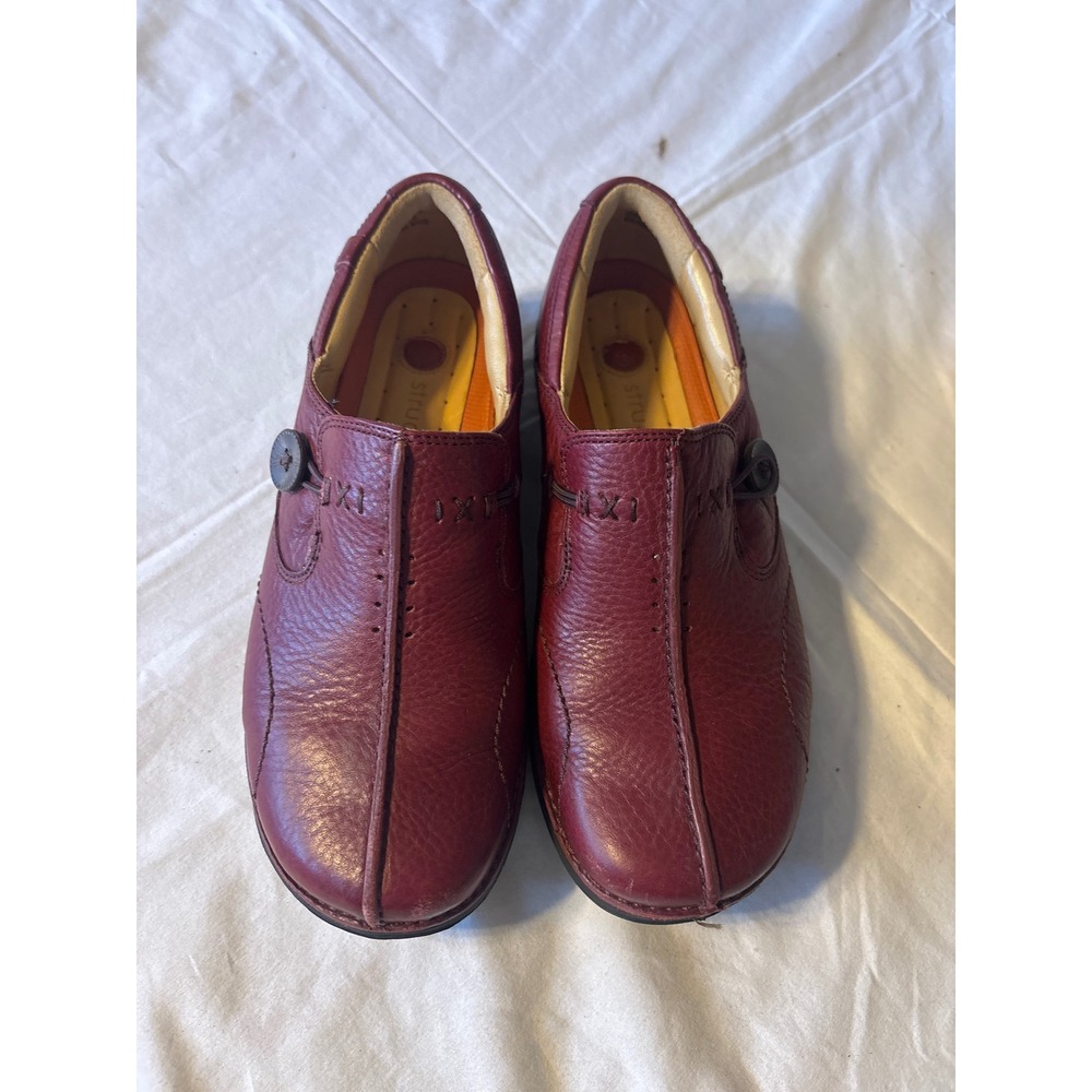Clarks Structured Loafers Womens 6.5M Burgundy Excellent Leather Slip On 60482